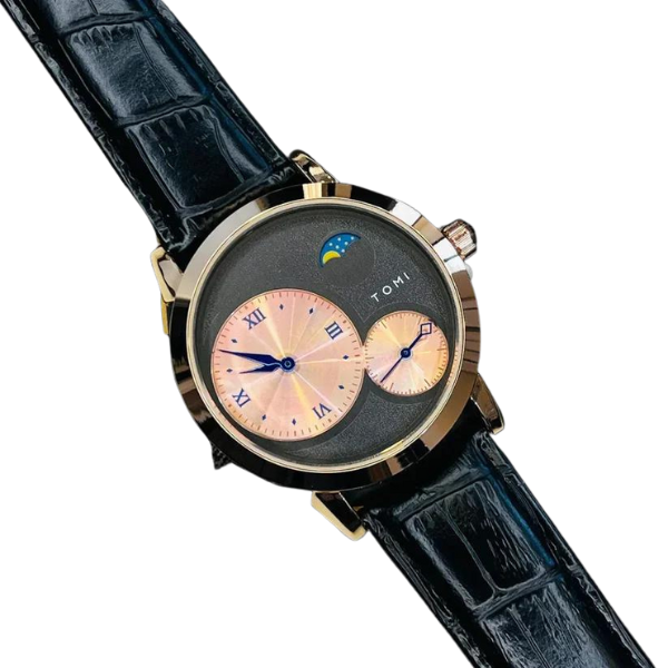 Tomi Black Rose Gold Moon graph Dial Watch