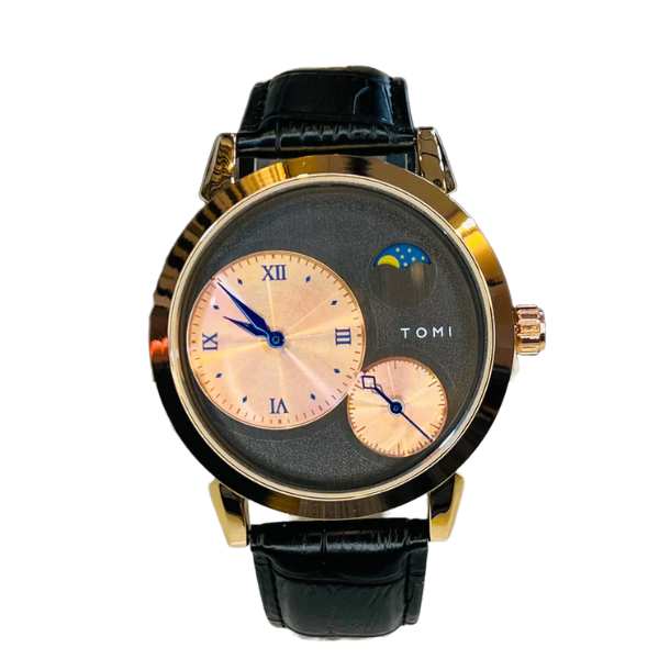 Tomi Black Rose Gold Moon graph Dial Watch