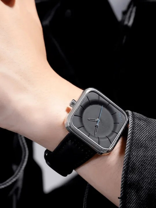 Tomi Premium Black Leather Strap Men Watch